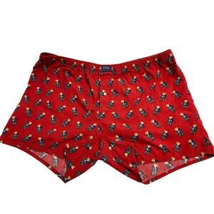 Vintage Polo Bear By Ralph Lauren Men's Red Jersey Sleep/Pajama Shorts Size XL